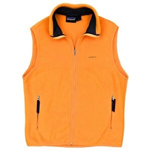 Patagonia Orange Fleece Vest with Black Trim